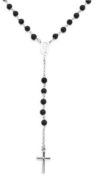 Amen Originálne strieborný náhrdelník s Onyx Rosary CROBN4