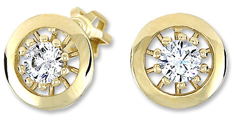 Brilio Zlaté okrúhle náušnice s čírymi kryštálmi 236 001 01044