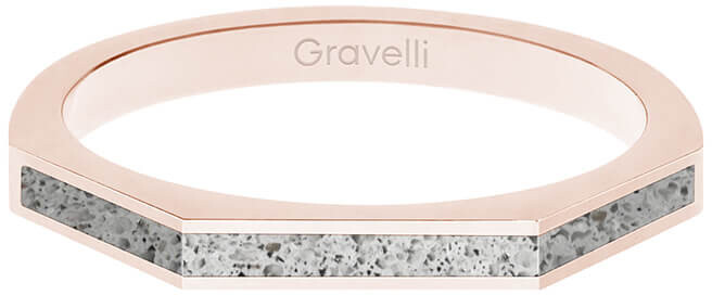 Gravelli Oceľový prsteň s betónom Three Side bronzová   sivá GJRWRGG123 50 mm