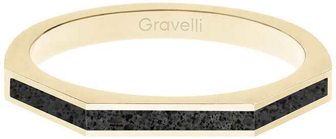 Gravelli Oceľový prsteň s betónom Three Side zlatá   antracitová GJRWYGA123 50 mm