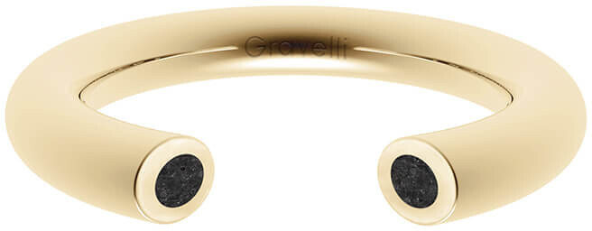 Gravelli Otvorený prsteň s betónom Open zlatá   antracitová GJRWYGA107 50 mm