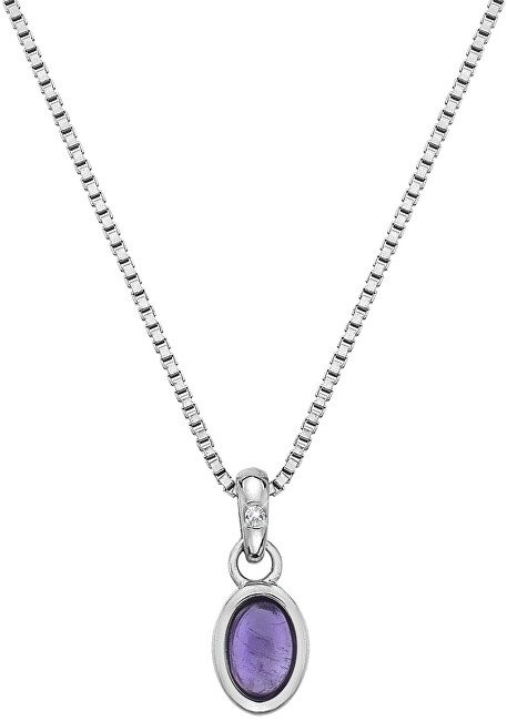 Hot Diamonds Strieborný náhrdelník pre narodené vo februári Birthstone DP755