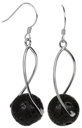 JwL Luxury Pearls Dlhé strieborné náušnice s čiernymi lávovými kameňmi JL0280