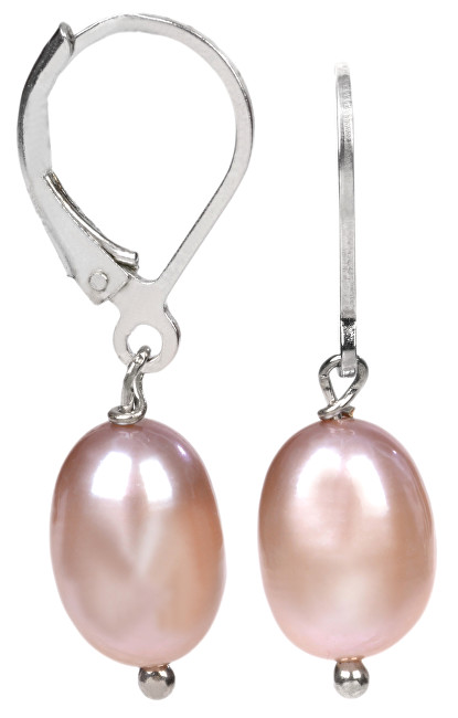 JwL Luxury Pearls Strieborné náušnice s pravou ružovou perlou JL0145