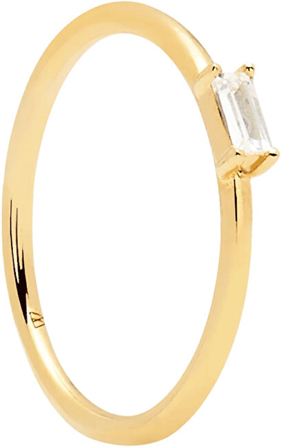 PDPAOLA Minimalistický prsteň zo striebra s trblietavým zirkónom AMANI Gold AN01-146 50 mm