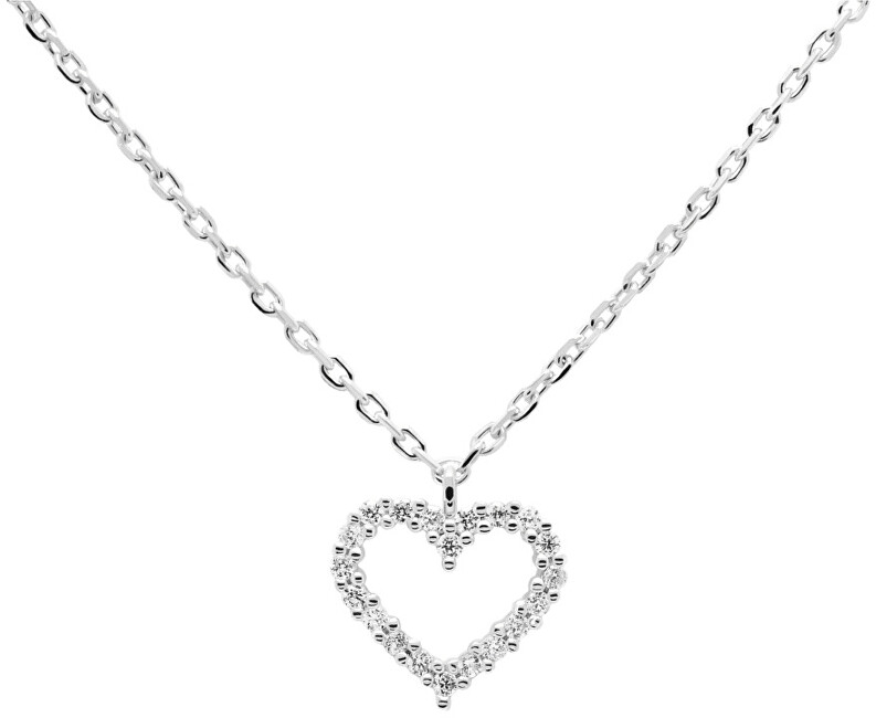 PDPAOLA Nežný strieborný náhrdelník so srdiečkom White Heart Silver CO02-220-U (retiazka, prívesok)