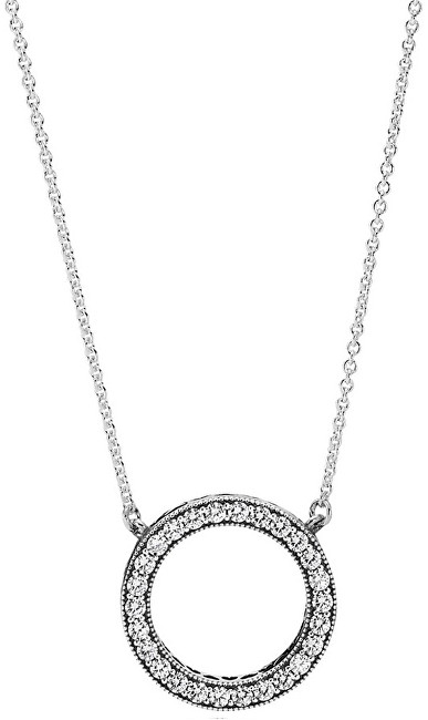 Pandora Strieborný náhrdelník s krištáľovým príveskom 590514CZ-45