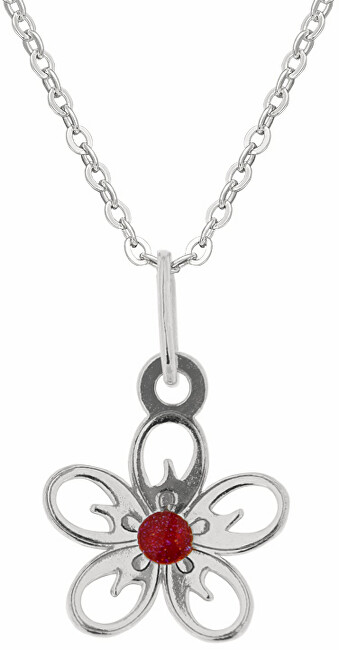 Praqia Jewellery Dievčenské strieborný náhrdelník jabloňové kvety KO5103_BR030_40_RH (retiazka, prívesok)