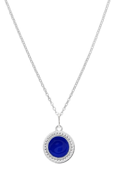 Praqia Jewellery Módne strieborný náhrdelník s modrým stredom KO5140_BR030_45_RH (retiazka, prívesok)