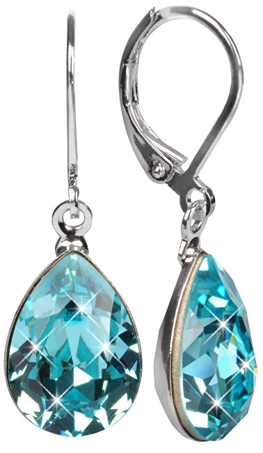 Levien Elegantné náušnice s kryštálmi Pear Light Turquois