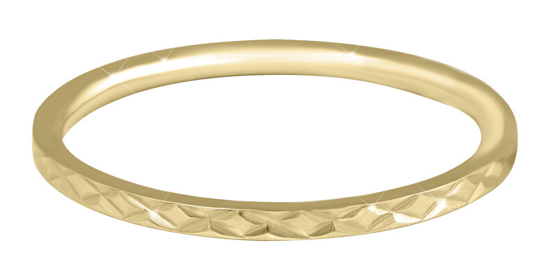 Troli Pozlátený minimalistický prsteň z ocele s jemným vzorom Gold 52 mm