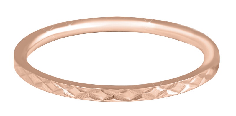 Troli Pozlátený minimalistický prsteň z ocele s jemným vzorom Rose zlaté 52 mm