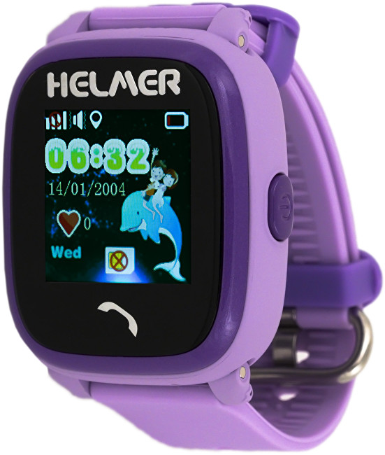 Helmer Chytré dotykové vodotesné hodinky s GPS lokátorem LK 704 fialové