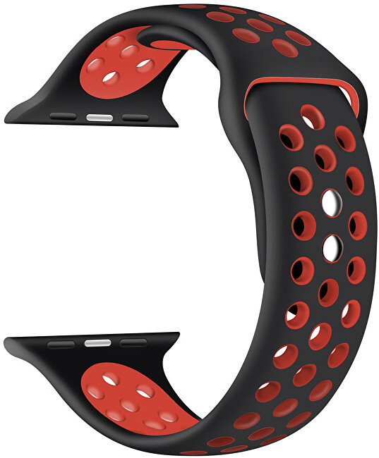4wrist Silikonový řemínek pro Apple Watch - Černá Červená 42 44 45 mm