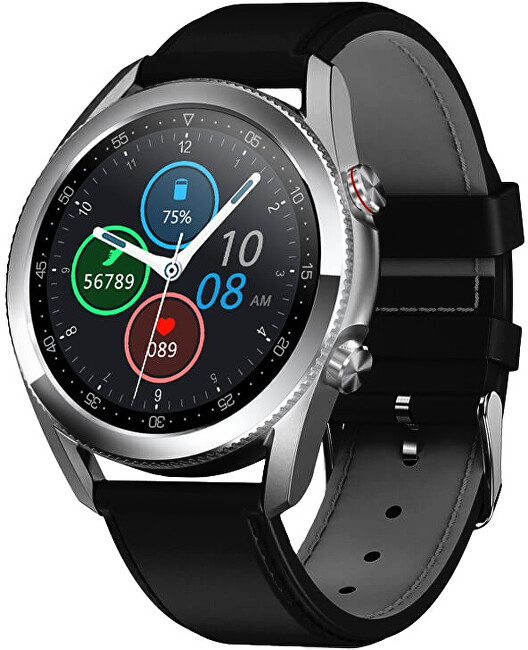 Wotchi Smartwatch W25S - Silver Black Leather