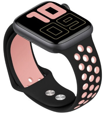 4wrist Silikonový řemínek pro Apple Watch - Černá Světle růžová 38 40 41 mm