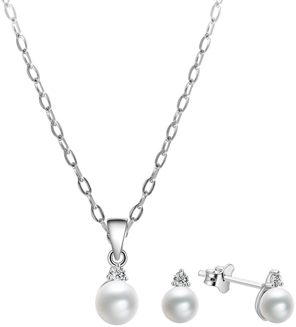 Beneto Zvýhodnená sada perlových šperkov Beneto (retiazka, prívesok, náušnice)