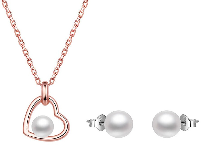 Beneto Zvýhodnená sada perlových šperkov Beneto (retiazka, prívesok, náušnice)