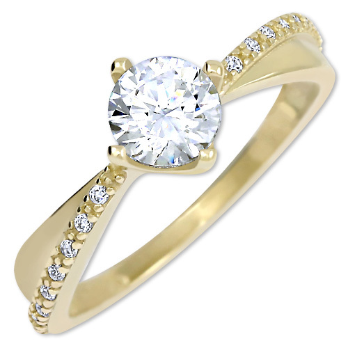 Brilio Zlatý dámsky prsteň s kryštálmi 229 001 00806 50 mm