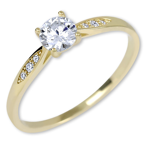 Brilio Zlatý zásnubný prsteň s kryštálmi 229 001 00809 51 mm
