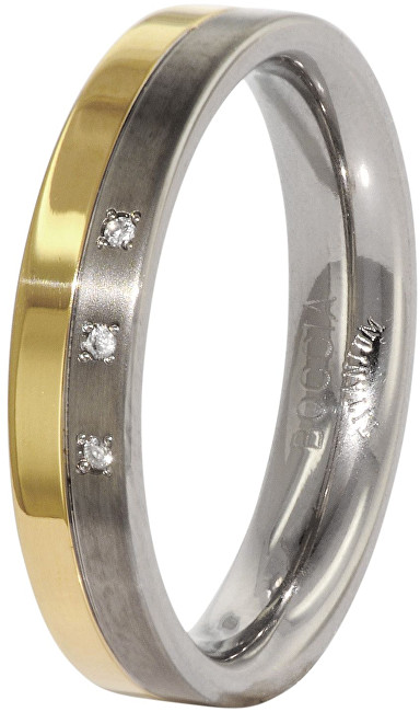 Boccia Titanium Snubný titánový prsteň s diamantmi 0129-04 52 mm