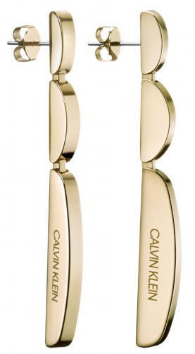 Calvin Klein Dlhé pozlátené náušnice z ocele Wavy KJAYJE100100