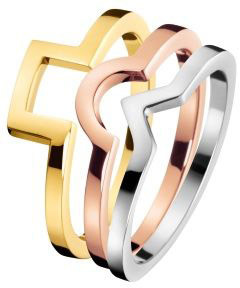 Calvin Klein Tricolor prsteň 3 v 1 Wonder KJ4VDR3001 52 mm