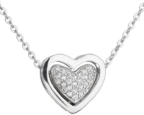 Evolution Group Strieborný náhrdelník so zirkónmi Srdce 12029.1