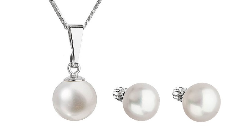 Evolution Group Zvýhodnená strieborná sada s perlou Pavona (náhrdelník, náušnice)
