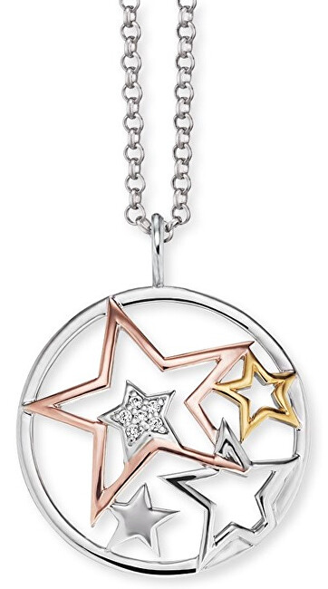 Engelsrufer Strieborný tricolor náhrdelník Hviezdy sa zirkónmi ERN-STARS-TRI-Z