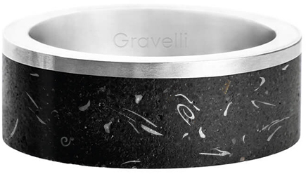 Gravelli Štýlový betónový prsteň Edge Fragments Edition oceľová   atracitová GJRUFSA002 47 mm
