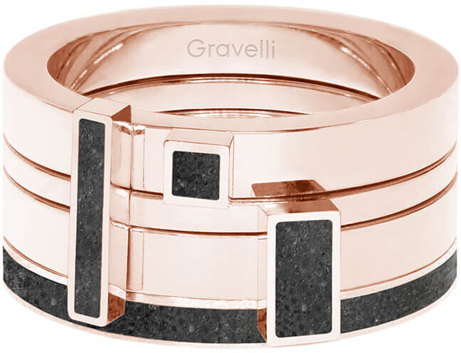 Gravelli Sada štyroch prsteňov s betónom Quadrium bronzová   antracitová GJRWRGA124 50 mm