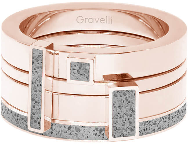 Gravelli Sada štyroch prsteňov s betónom Quadrium bronzová   sivá GJRWRGG124 50 mm