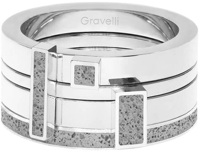 Gravelli Sada štyroch prsteňov s betónom Quadrium oceľová   sivá GJRWSSG124 50 mm