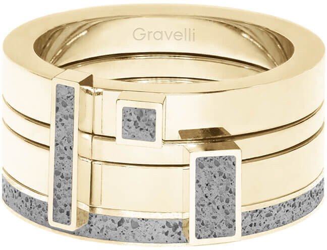 Gravelli Sada štyroch prsteňov s betónom Quadrium zlatá   šedá GJRWYGG124 50 mm