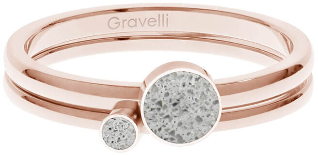 Gravelli Sada oceľových prsteňov s betónom Double Dot bronzová   sivá GJRWRGG108 50 mm