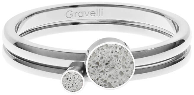 Gravelli Sada oceľových prsteňov s betónom Double Dot oceľová   sivá GJRWSSG108 56 mm
