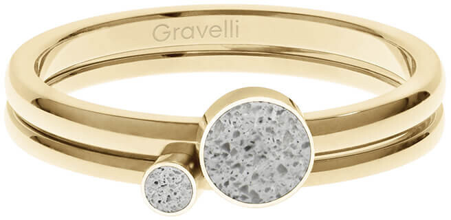 Gravelli Sada oceľových prsteňov s betónom Double Dot zlatá   šedá GJRWYGG108 50 mm