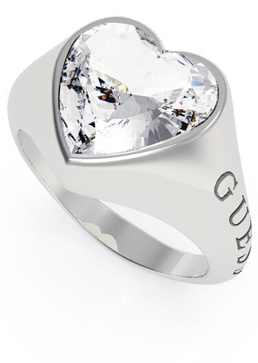 Guess Romantický prsteň s trblietavým srdcom UBR70003 54 mm