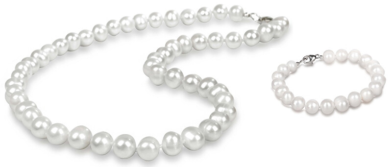 JwL Luxury Pearls Zvýhodnená perlová súprava šperkov JL0264 a JL0362 (náramok, náhrdelník)