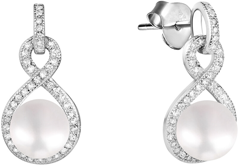 JwL Luxury Pearls Trblietavé náušnice s perlou a zirkónmi JL0593