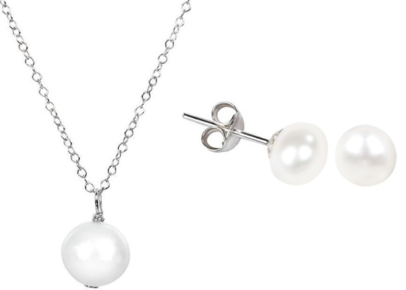 JwL Luxury Pearls Zvýhodnená perlová súprava šperkov JL0026 a JL0087 (náhrdelník, náušnice)