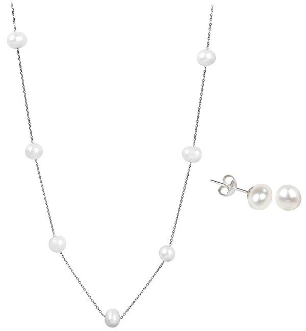 JwL Luxury Pearls Zvýhodnená perlová súprava šperkov JL0026 a JL0355 (náhrdelník, náušnice)