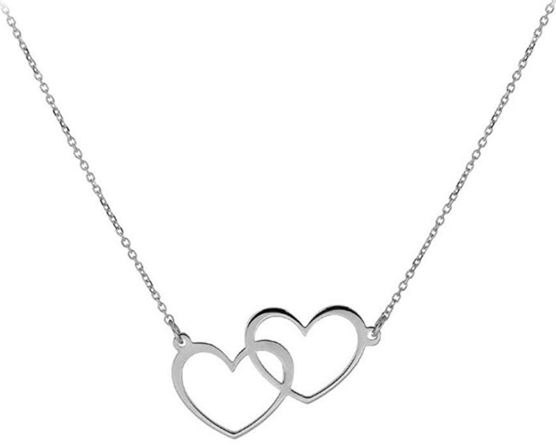 JVD Strieborný romantický náhrdelník Prepojená srdce SVLN0150XH20045