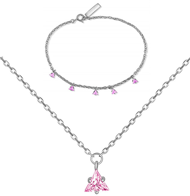 JVD Zvýhodnená sada strieborných šperkov so zirkónmi JVD (náramok, náhrdelník)