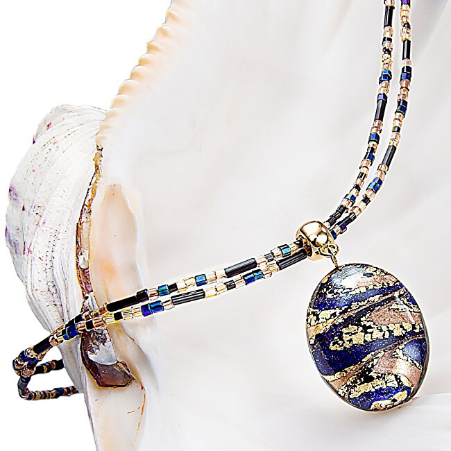 Lampglas Úžasný dámsky náhrdelník Egyptian Queen s perlou Lampglas s 24 karátovým zlatom NP28