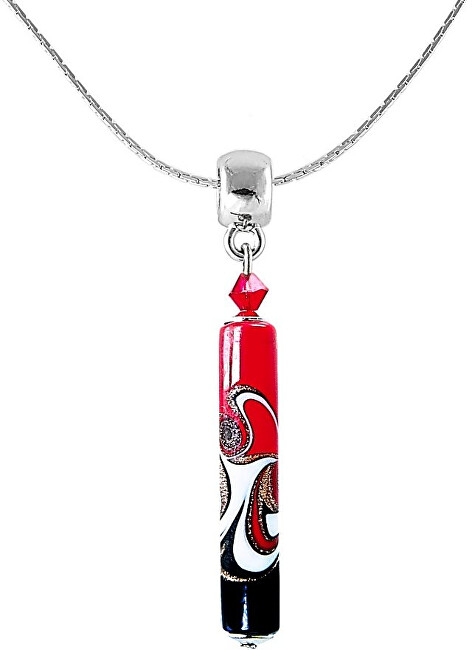 Lampglas Vášnivý náhrdelník Red Black s unikátnou perlou Lampglas NPR12