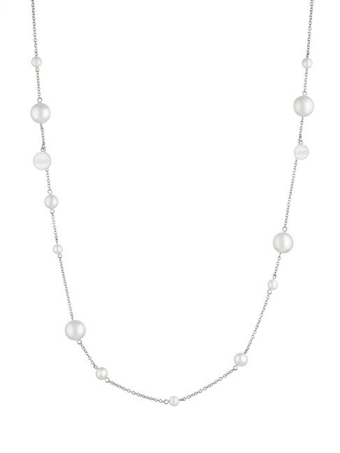 Liu.JO Oceľový náhrdelník s perličkami LJ1468