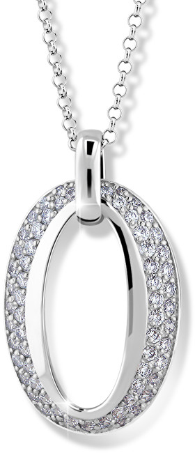 Modesi Trblietavý náhrdelník zo striebra so zirkónmi M45006 (retiazka, prívesok)
