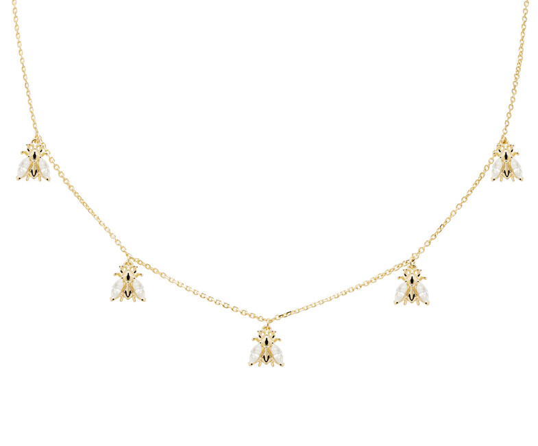 PDPAOLA Veselý pozlátený náhrdelník s krásnymi včeličky NEST Gold CO01-200-U